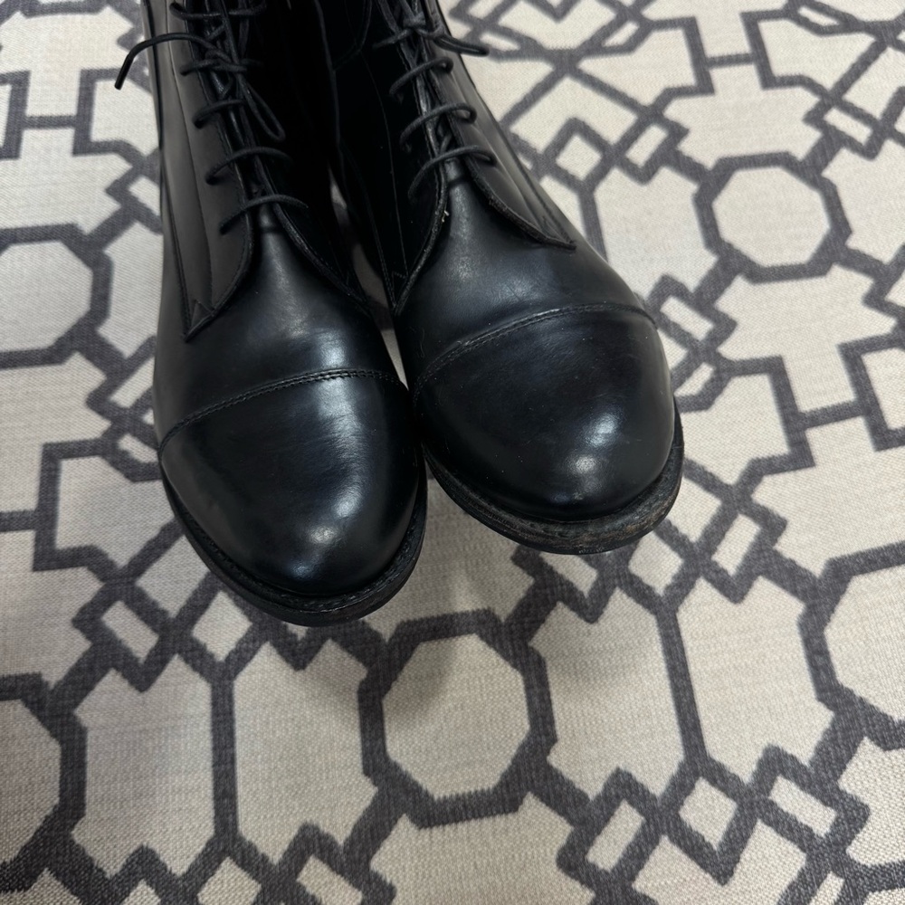 The Effingham by Bond Boot Black Leather Equestrian Lace Tall Riding Boots Sz 8 - Picture 6 of 17
